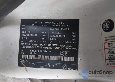 2012 Ford Transit Connect Xlt z USA, uszkodzony, nr VIN NM0LS7BN6CT076783